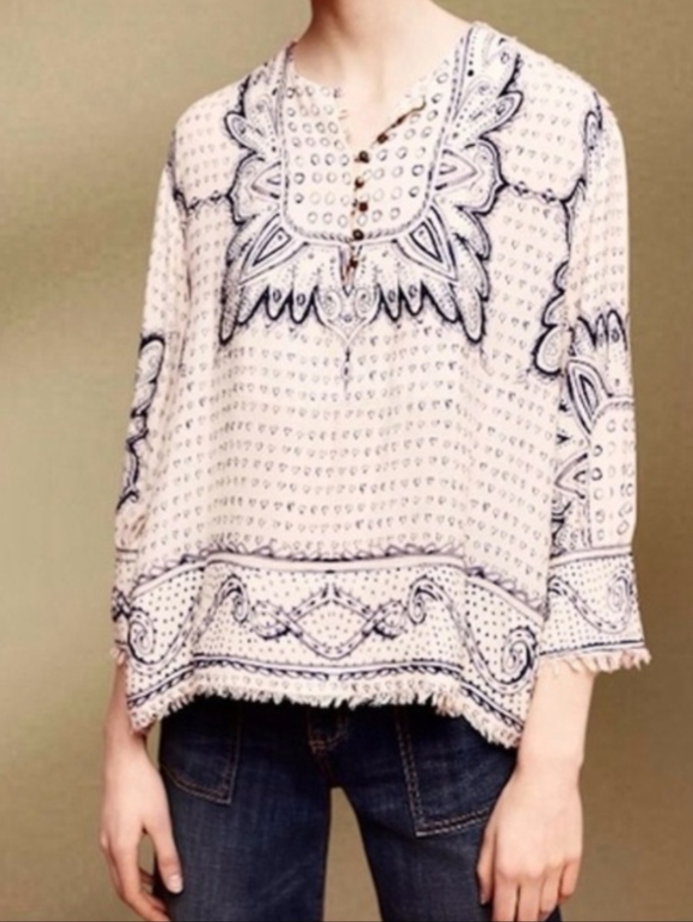 Maeve Morgan Heart Print Top XS